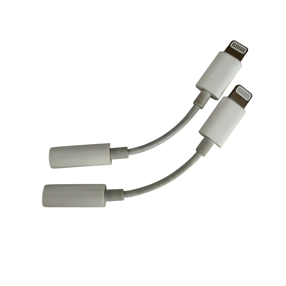 Apple Lightning to 3.5mm Headphone Jack Adapter Lot‎ of 2 OEM White Audio Dongle